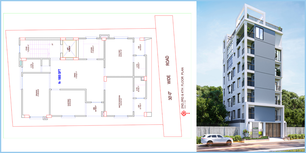 Nandita  4 Bed 2nd Floor Unit A 1800 SFT
